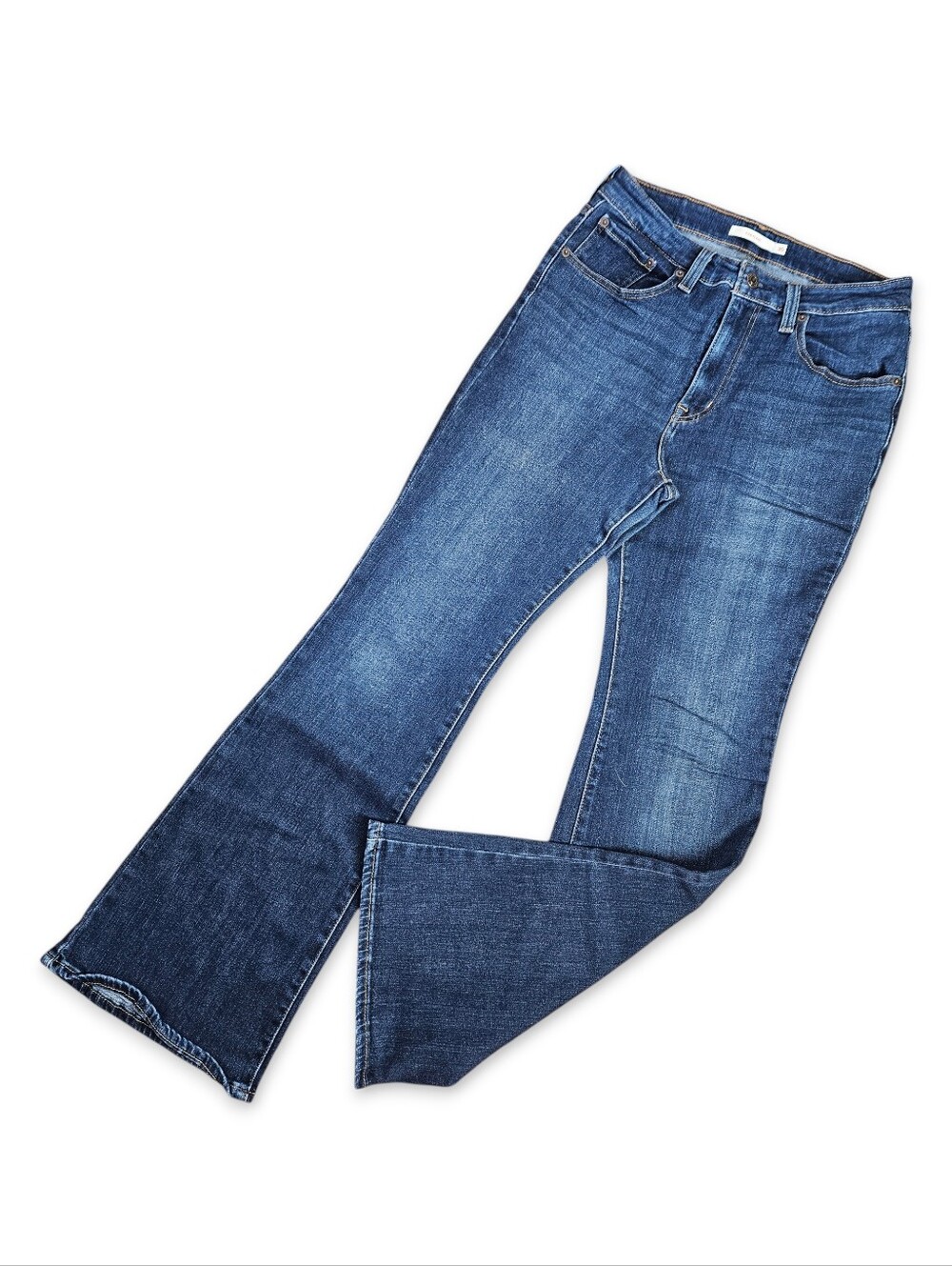 Levi's Size 30/10 726 Flare High Rise Jeans Dark Wash Denim 5 Pocket Red Tab